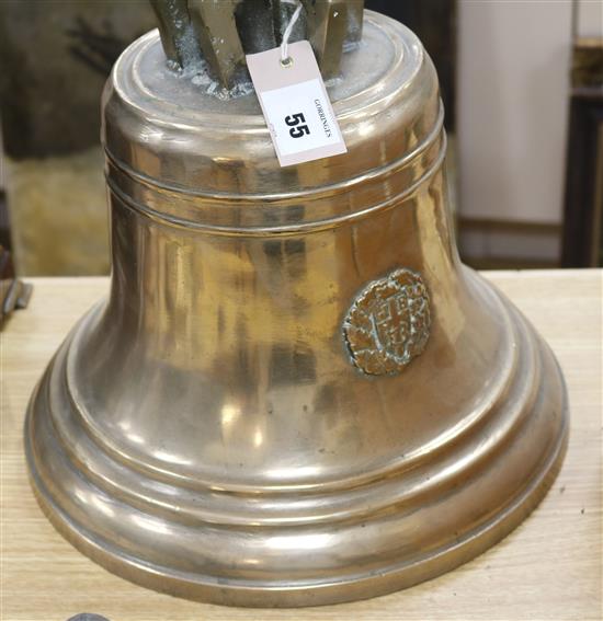 A large cast bronze ships bell, 14ins